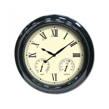 Poolmaster 52558 18"  Clock/Thermometer/Hygrometer-Black
